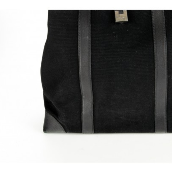 Rare lambertson truex black canvas tote bag with leather trim - Picture 6 of 8